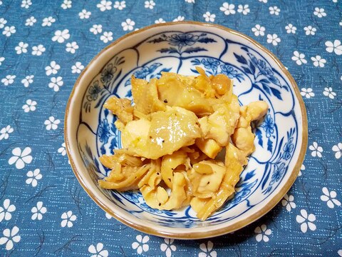 鶏ムネ肉と鶏皮とえのきの炒め物